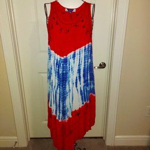 Red, White & Blue Asymmetrical Dress